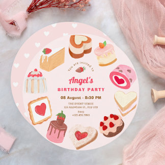 Niedliche Süßkuchen Geburtstag Einladung