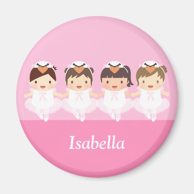Niedliche Swan Ballerina Girls Personalisiert Magn Magnet (Vorne)