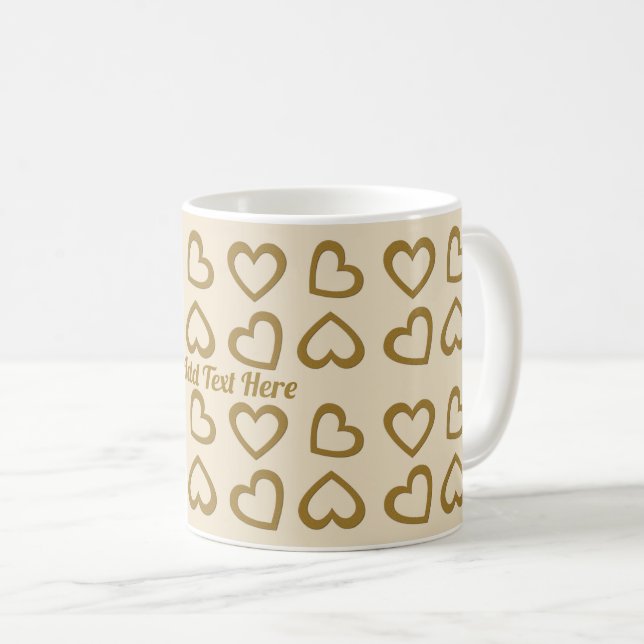 Niedliche Sweet Hearts Muster Tasse in Beige & Gol (VorderseiteRechts)