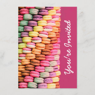 Niedliche Sweet Macarons Rosa Geburtstagsparty Einladung