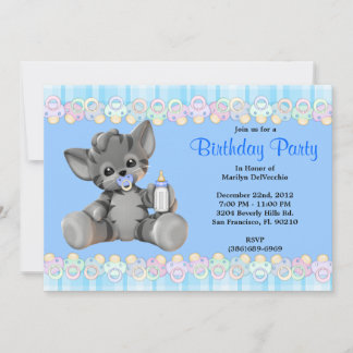 NIEDLICHE Sweet Plush Baby Blue Tiger Katze Geburt Einladung