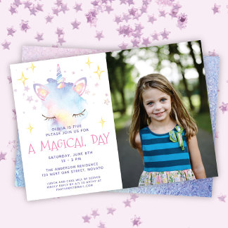 Niedliche Sweet Rainbow Unicorn Girl's Geburtstags Einladung