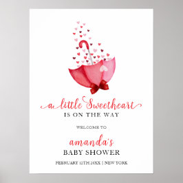 Niedliche Sweetheart Schirm Bow Baby Dusche Herzli Poster