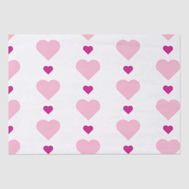 Niedliche symmetrische mehrfarbige Herzen auf Weiß Seidenpapier (Vorderseite)