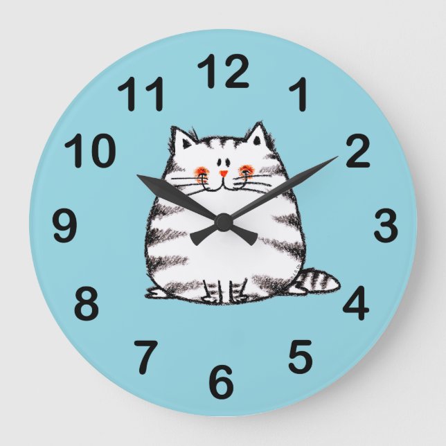 Niedliche Tabby Cat - Kawaii Kitty für Katzenliebh Große Wanduhr (Vorderseite)