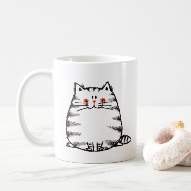 Niedliche Tabby Cat - Kawaii Kitty für Katzenliebh Kaffeetasse (Mit Donut)