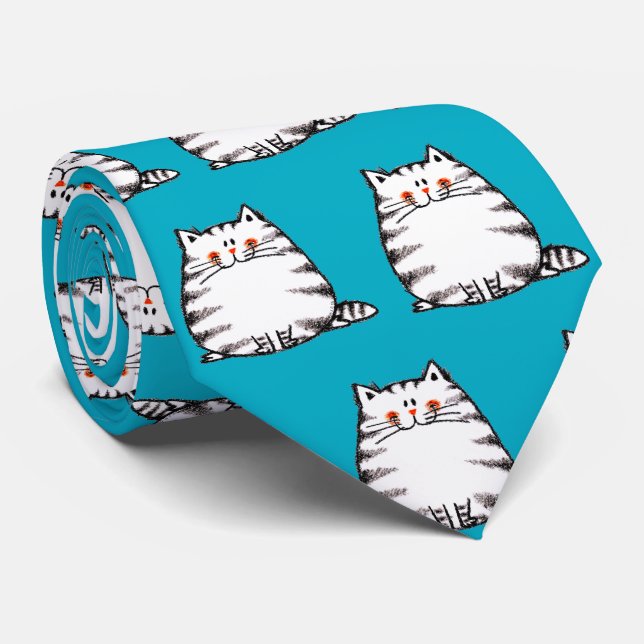 Niedliche Tabby Cat - Kawaii Kitty für Katzenliebh Krawatte (Gerollt)