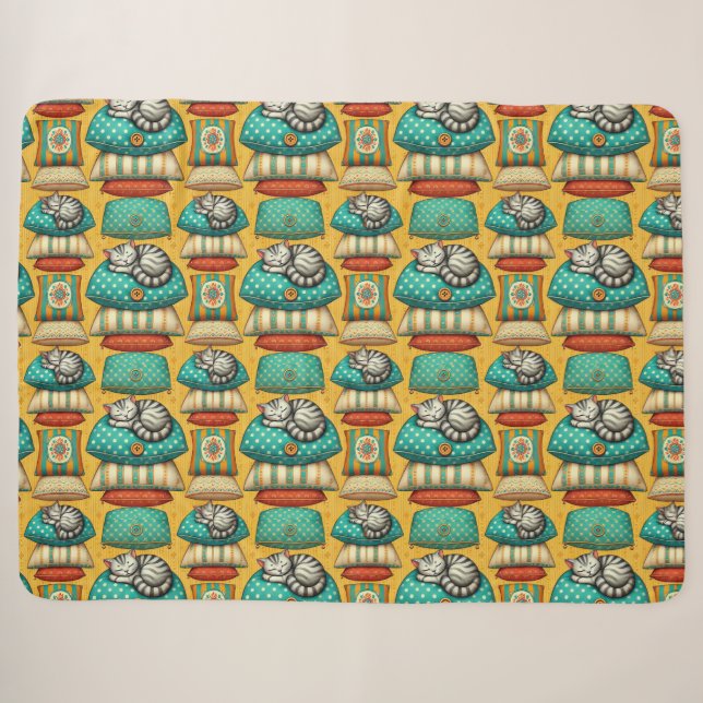 Niedliche Tabby Cat-Ruhe Sherpadecke (Vorderseite (Horizontal))