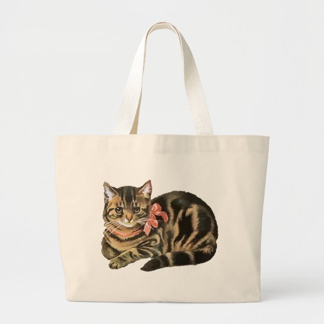 Niedliche Tabby-Kaliko-Katzen-/Kätzchen-Tasche Jumbo Stoffbeutel (Vorne)
