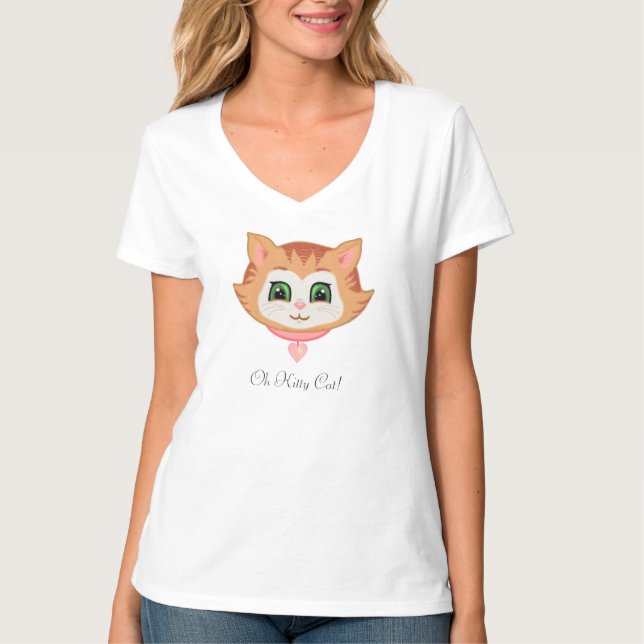 Niedliche Tabby-Kätzchen und Kalligraphie T-Shirt (Vorderseite)