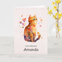 Niedliche Tabby Katze mit Herz Geburtstag