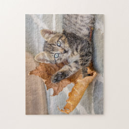 Niedliche Tabby-Katze mit Leder - Puzzle