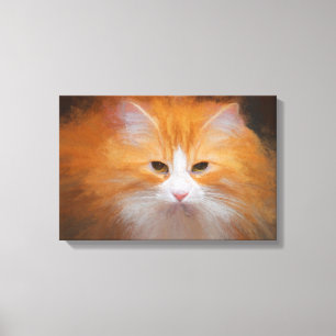 Niedliche Tabby Katze Orange White Fluffy Beautifu Leinwanddruck