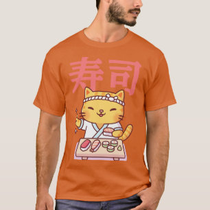 Niedliche Tabby-Katze und japanisches Sushi T-Shirt