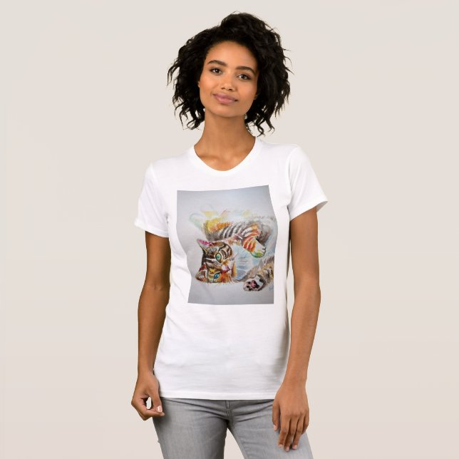 Niedliche Tabby Katze Wasserfarben Katzen Girls T  T-Shirt (Vorne ganz)