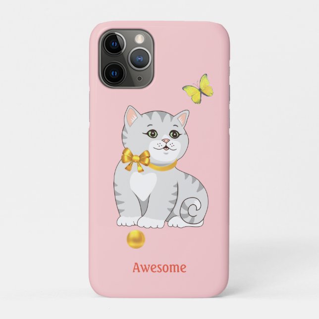 Niedliche Tabby Kitty Cat auf Light Pink Case-Mate iPhone Hülle (Rückseite)