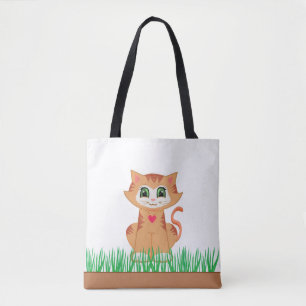 Niedliche Tabby Kitty Cat & Grass Pflanze