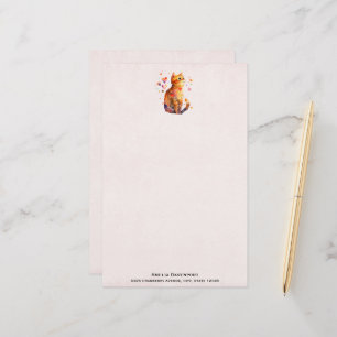 Niedliche Tablettenkatze mit Herz Briefpapier