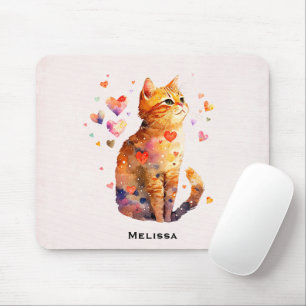 Niedliche Tablettenkatze mit Herz Mousepad