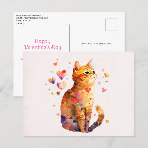 Niedliche Tablettenkatze mit Herz Valentinstag Feiertagspostkarte