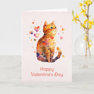 Niedliche Tablettenkatze mit Herz Valentinstag Karte