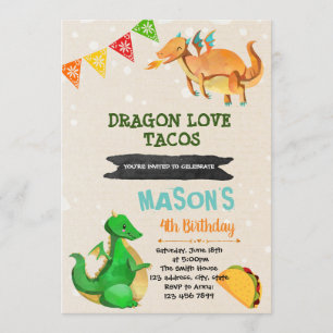 Niedliche Tacodrache-Thema-Party Einladung