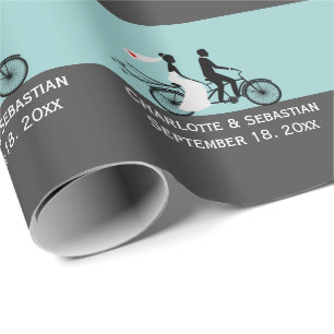 Niedliche Tandem-Bikebrücke und Groomehe Geschenkpapier