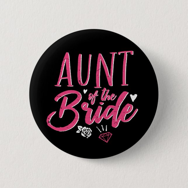 Niedliche Tante des Bride Pink Kalligraphie-Drehbu Button (Vorderseite)