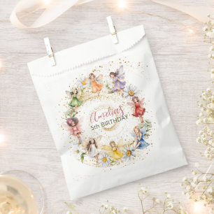 Niedliche Tanzblüte Fairies Gold Glitzer Geschenktütchen