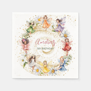 Niedliche Tanzblüte Fairies Gold Glitzer Serviette
