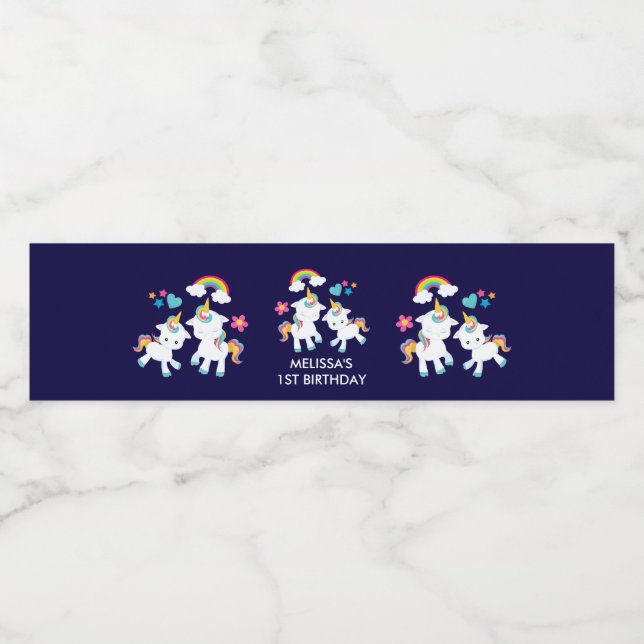 Niedliche Tanzeinheiten Magischer Regenbogen Gebur Wasserflaschenetikett (Einzelnes Label)