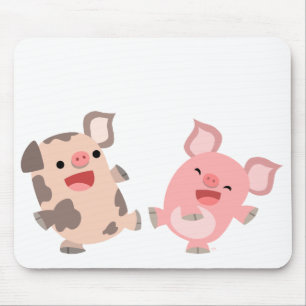Niedliche Tanzen-Cartoon-Schweine Mousepad
