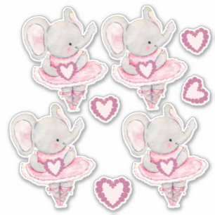 Niedliche tanzende Elefant Valentine Hearts Aufkleber