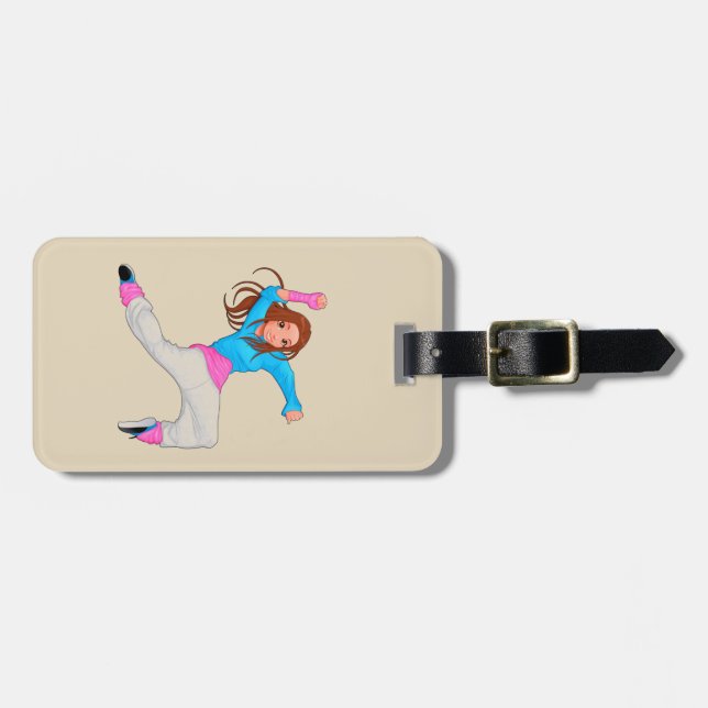 Niedliche Tänzerin Hip Hop Girl Gepäckanhänger (Vorderseite horizontal)