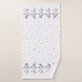 Niedliche Tanzpinguine Weihnachten Badehandtuch