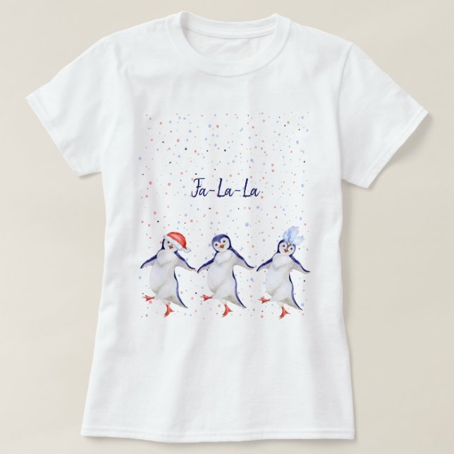 Niedliche Tanzpinguine Weihnachten T-Shirt (Design vorne)