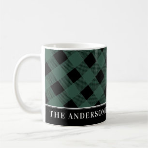 Niedliche Tartan Hunter Green Karierte Gewohnheits Kaffeetasse