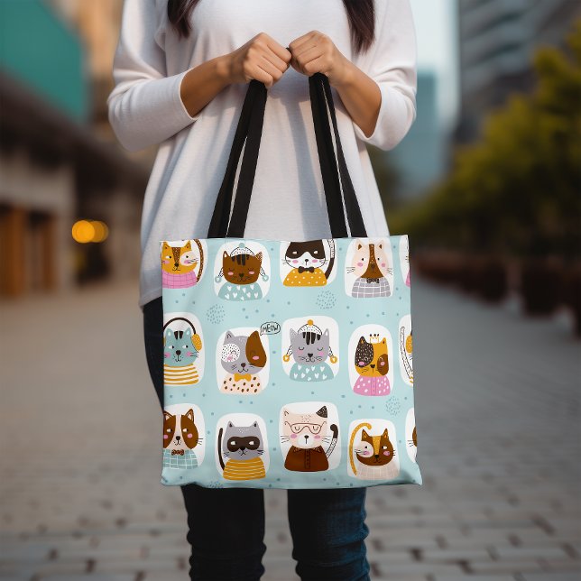Niedliche Tasche mit Katzenfoto, farbenfrohe Tüten (Von Creator hochgeladen)