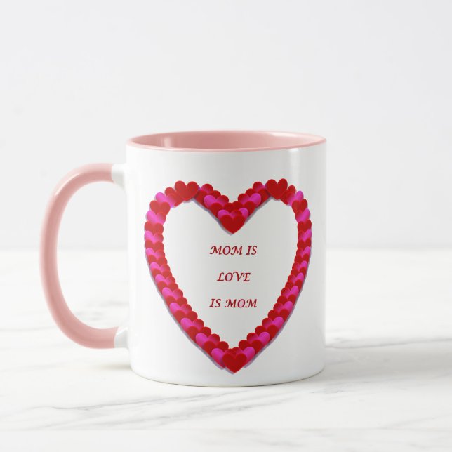 Niedliche Tasse der Roten und rosa Mutter (Links)