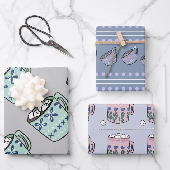 Niedliche Tasse Geschenkpapier Set (Vorderseite)