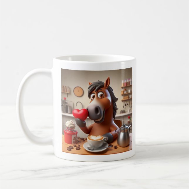 Niedliche Tasse mit Kaffee und Herz (Links)