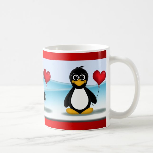 Niedliche Tasse Penguin-Herz-Ballonvalentines (Rechts)
