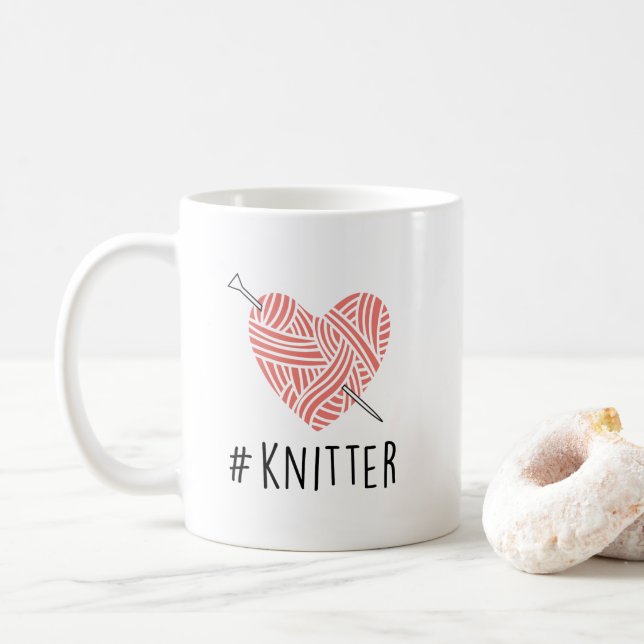 Niedliche Tasse, Strickende Tasse, Strickgeschenk Kaffeetasse (Mit Donut)