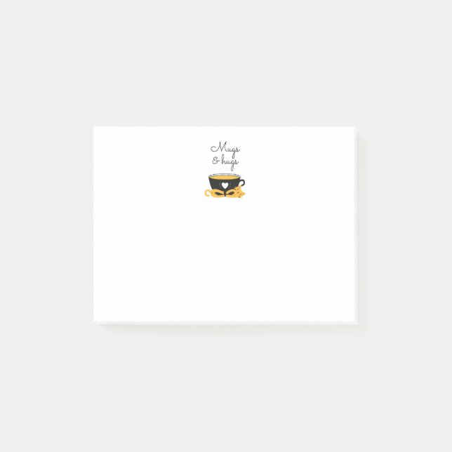 Niedliche Tasse und Hugs Post-it Klebezettel (Vorderseite)