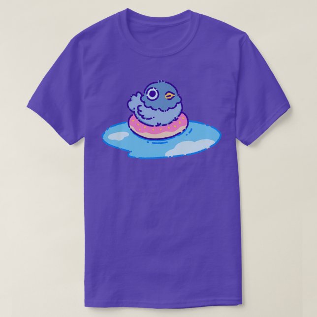 Niedliche Taube auf einem Donut-Floater in einer P T-Shirt (Design vorne)