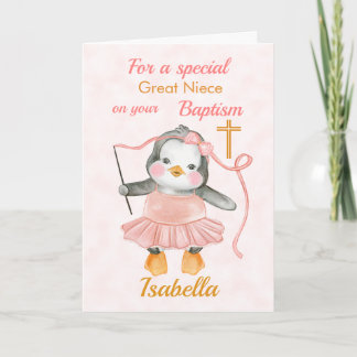 Niedliche Taufe Penguin Ballerina Pink Card Karte