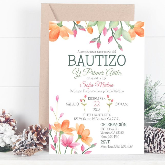 Niedliche Taufe und erste Blume zum Geburtstag Einladung (Von Creator hochgeladen)