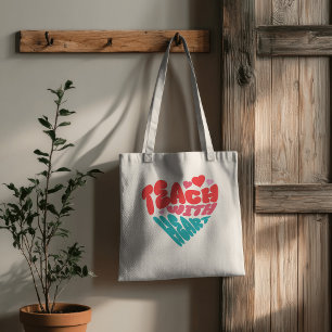 Niedliche Teach mit Heart Red Blue Typografie Totb Tragetasche