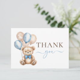 Niedliche Teddy Bar Balloons | Blue Boy Baby Dusch Dankeskarte