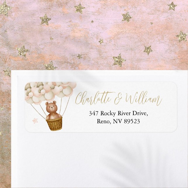 Niedliche Teddy Bar Balloons Rücksendeadresse (Cute Teddy Bear Balloons Return Address Label)